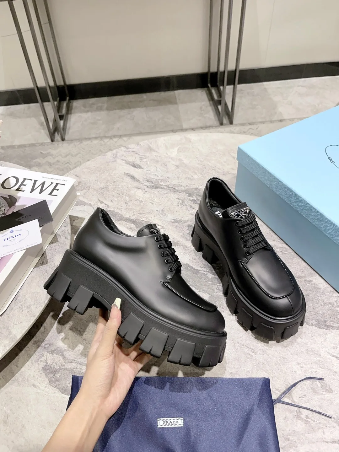 Premium Prada Rutschfeste Schuhe Plateauschuhe Lederschuhe Stilvoll bequem gleichzeitig diese Schuhe