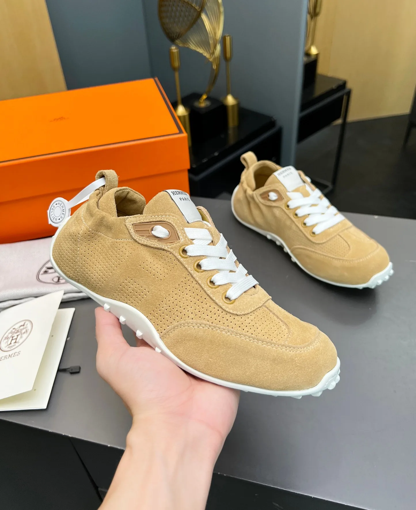 Premium Hermes Turnschuhe Hermes Sneaker Wildleder Originalware eigene