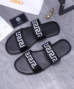 Luxus Versace Lederschuhe VERSACE Hausschuhe Ausgewähltes gewebten Gummisohle