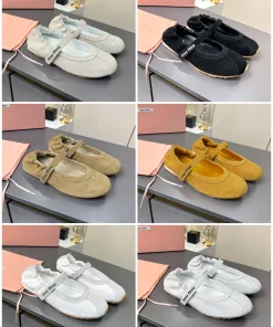 Hochwertige Miu Miu Ballerinas Ballettschuhe Sandalen Neuheit Diese Ballerinas Klettverschluss lassen
