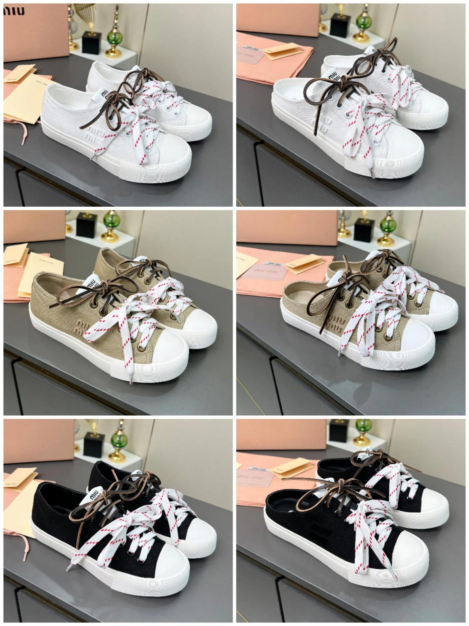 Hochwertige Miu Miu Einzelne Schuhe Lederschuhe weiße Turnschuhe Weiße Absatz femininer Klare Linien