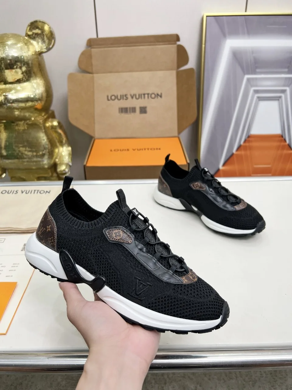 Premium Louis Vuitton Turnschuhe Gestricktes Funktionsgewebe Louis Vuitton Größen