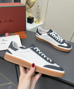 Premium Loro piana Lederschuhe Tennisschuhe Hochwertige Replika Weiche Kalbslederzunge Einsatz