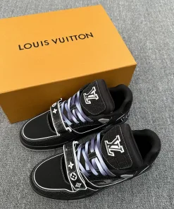 Hochwertige Louis Vuitton Basketballschuhe Trainer Sneaker Denim Krokodillederprägung sind