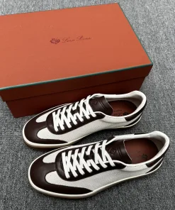 Hochwertige Loro piana Lederschuhe Tennisschuhe grauen Loro iananew Tennisschuhe gewebtem