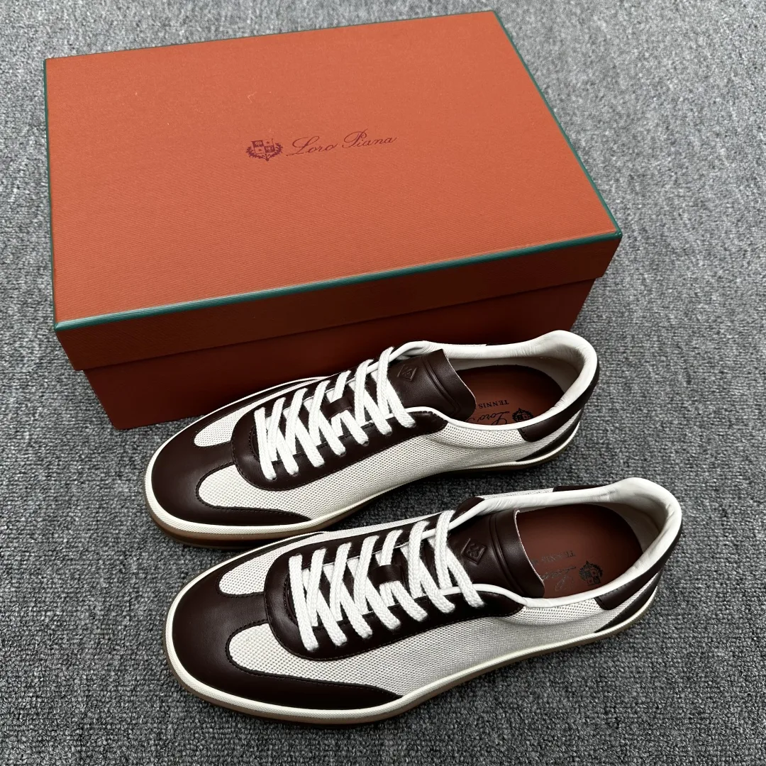 Hochwertige Loro piana Lederschuhe Tennisschuhe grauen Loro iananew Tennisschuhe gewebtem