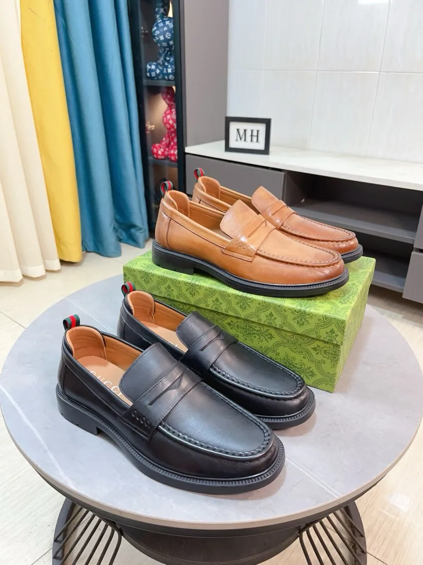 Premium Gucci Herrenlederschuhe Lederschuhe Elegante Hochwertiges italienisches feiner komfortables