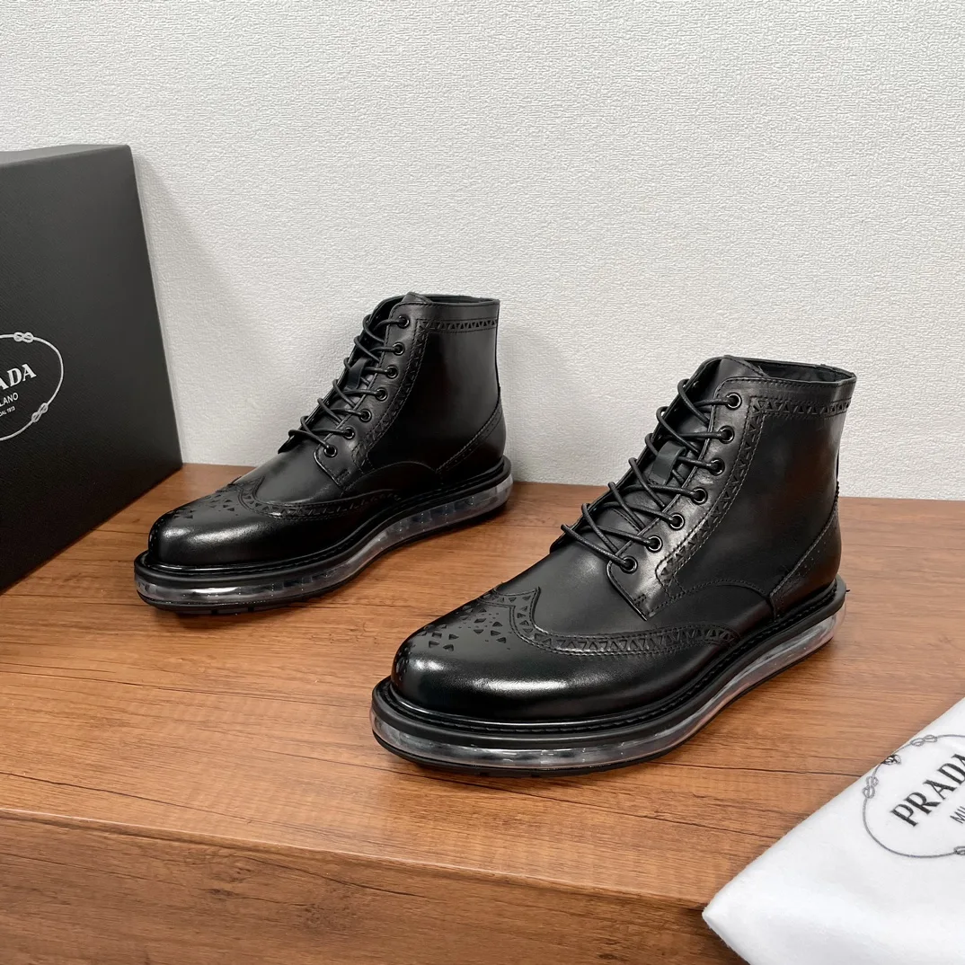 Premium Prada Lederschuhe luftgepolsterte Schuhe Artikelnummer Prada Italian Runway Edition