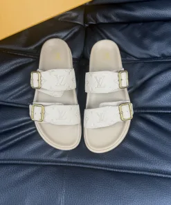 Premium Louis Vuitton Hausschuhe Hochwertiges Kalbsleder Luftgeprägtes Ziernähte Umweltfreundliches