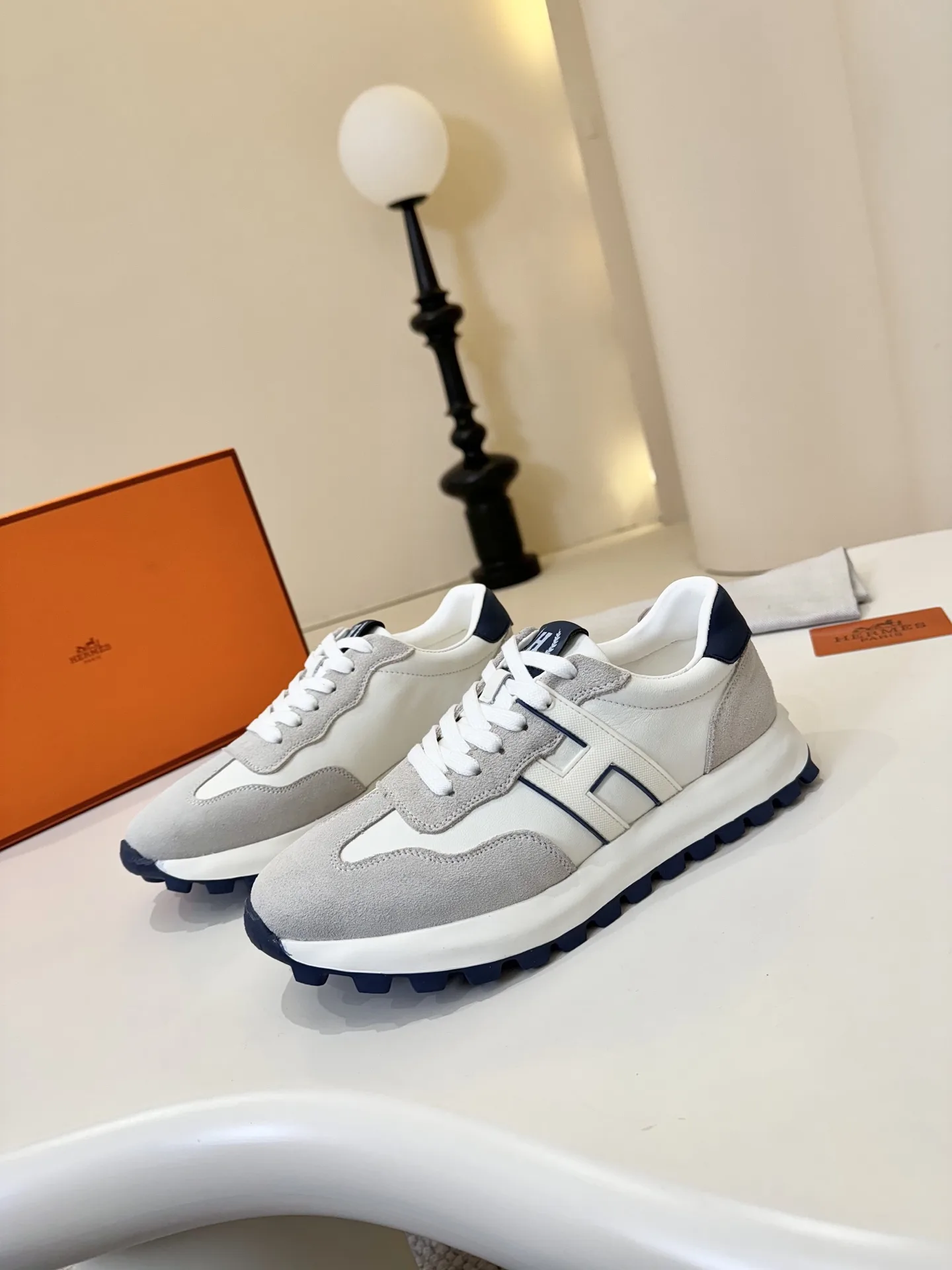 Luxus Hermes Lederschuhe Sneaker Lammfellfutter trendbewusste Männer sind