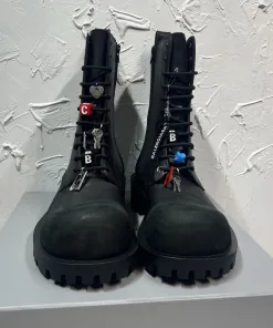 Luxus Balenciaga Herrenstiefel Schnürstiefel Reißverschluss leicht asymmetrischer runder