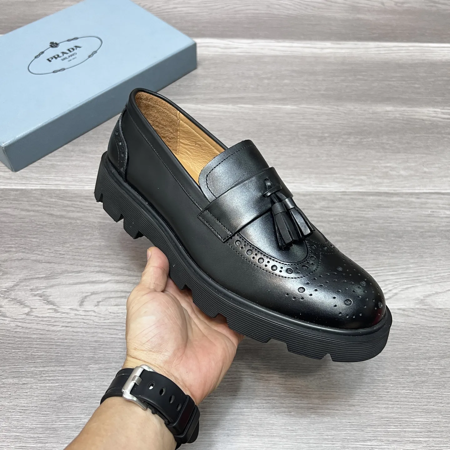 Luxus Prada Lederschuhe Prada Lederschuhe Freizeit Business klassisch