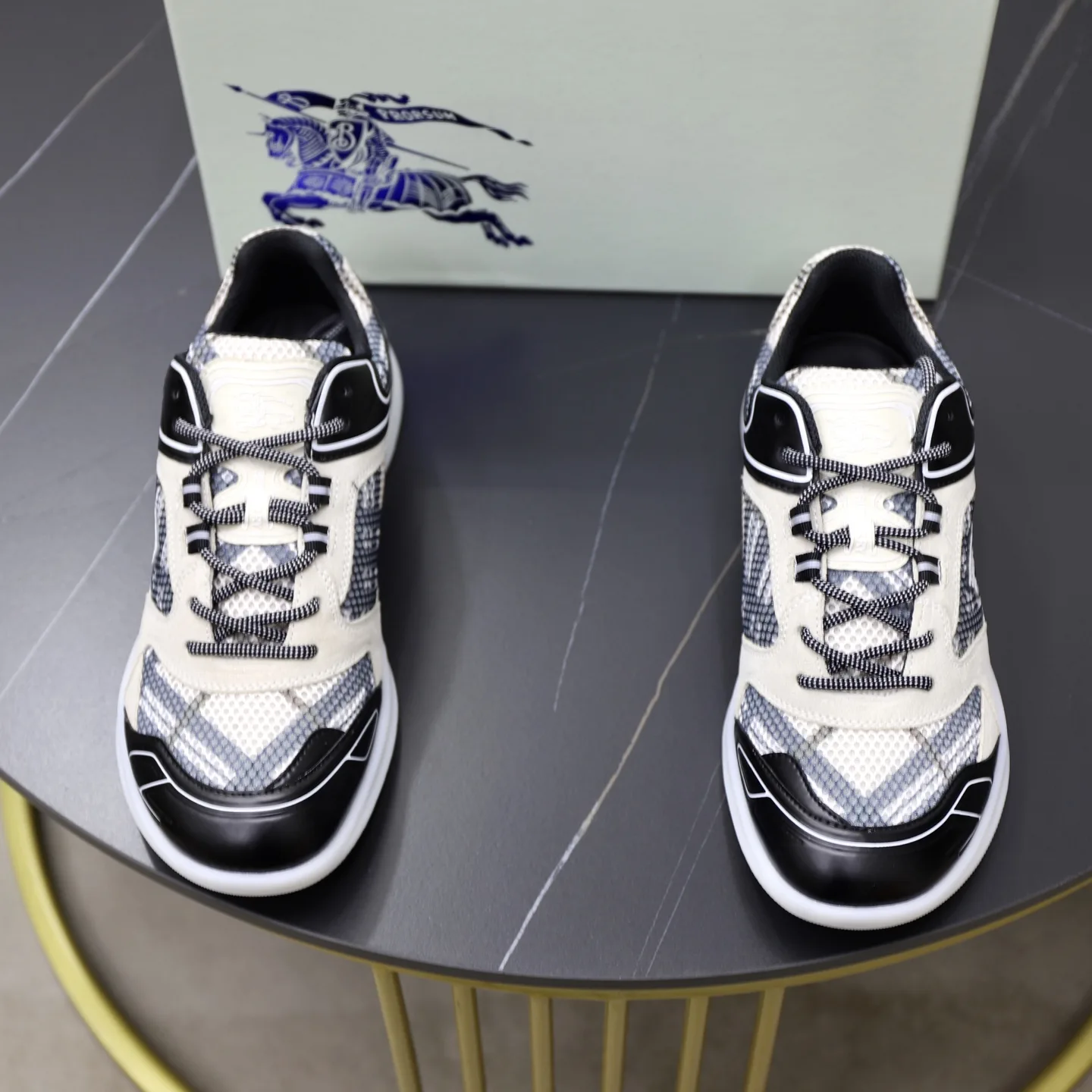 High Quality Burberry Lederschuhe Netune Sneaker Karomuster Diese Sneaker