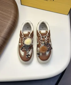 Premium Fendi Turnschuhe FENDI Match Schuh schwarzes Leder