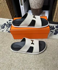 Luxury Hermes Hausschuhe Neue immer Gefertigt Rindsleder rutschfester