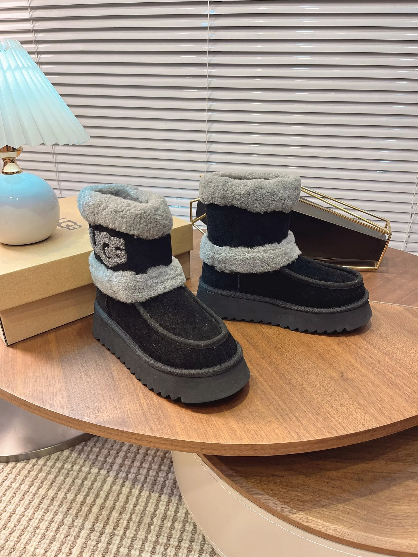 Premium UGG Schneestiefel Originalpreis neueste Wollkragen unterstreicht eleganten