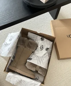 Luxus UGG Schneestiefel braun Antilopenstiefel Details echtes Preis