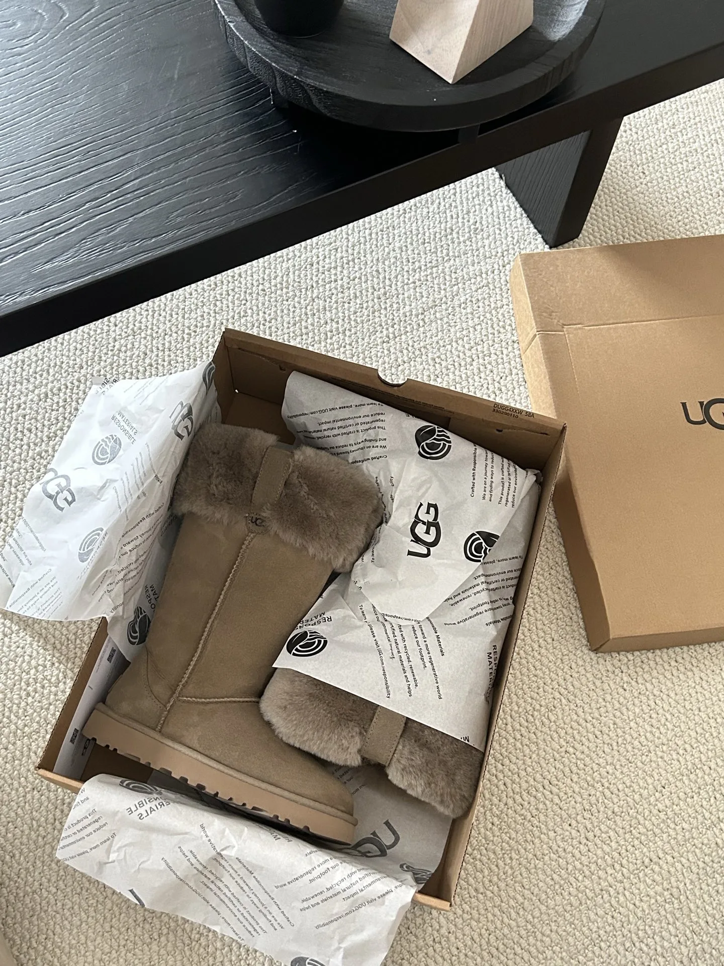 Luxus UGG Schneestiefel braun Antilopenstiefel Details echtes Preis